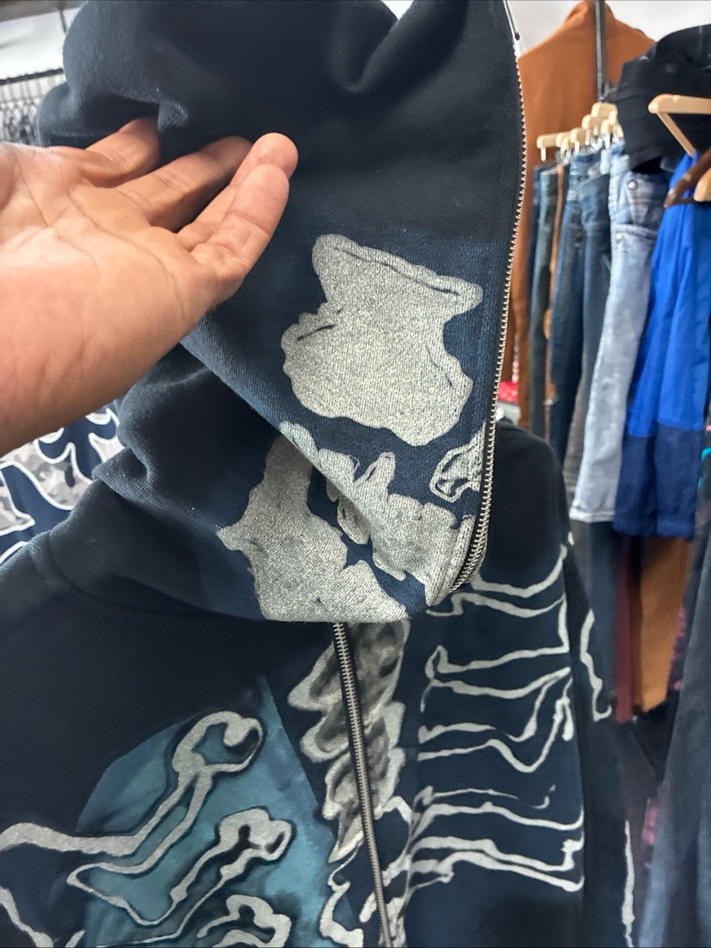 Travis Scott x Cactus Jack Fragment Skeleton Graffiti Full Zip Up Hoodie SZ M - Picture 11 of 16